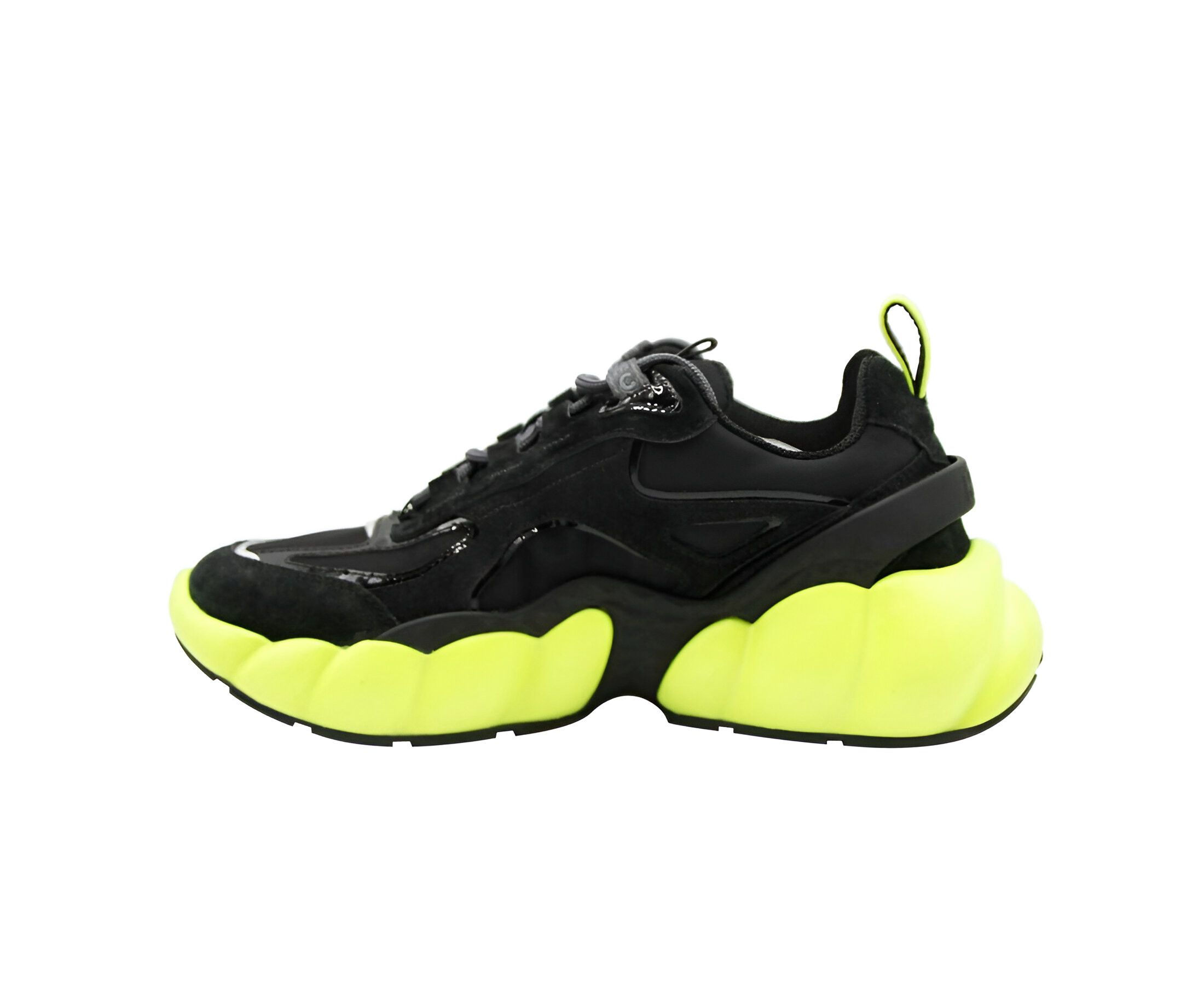 MCM Women's Black Luft Collection Suede Neon Green Trim Sneaker Size US 7 / IT 37 - 3 Thumbnail
