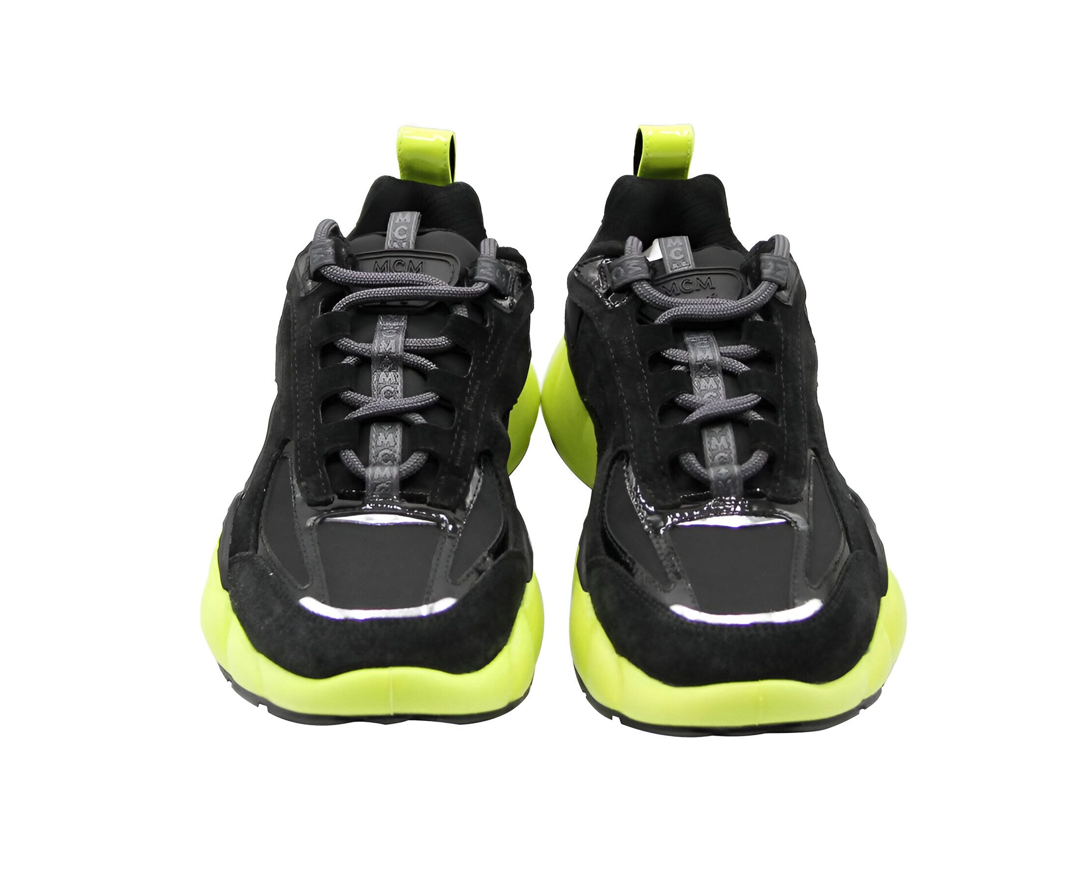MCM Women's Black Luft Collection Suede Neon Green Trim Sneaker Size US 7 / IT 37 - 4 Thumbnail
