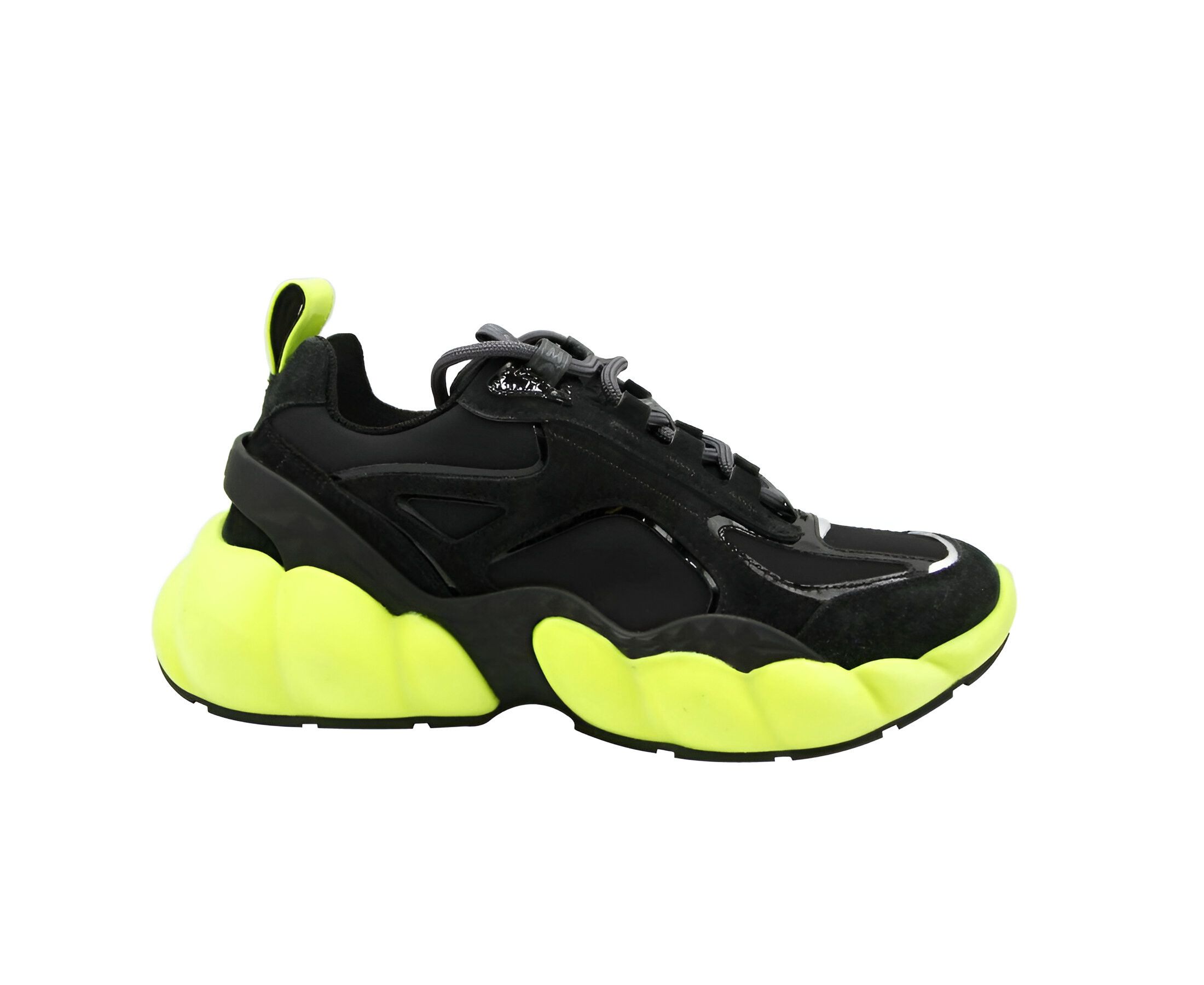 MCM Women's Black Luft Collection Suede Neon Green Trim Sneaker Size US 7 / IT 37 - 2 Thumbnail