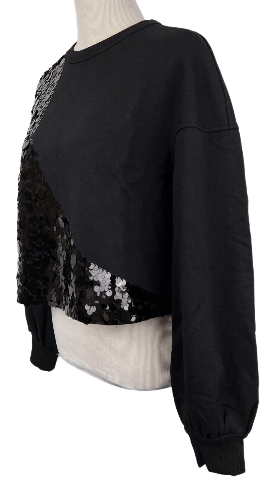 MCM Women's Black Cotton Pull Over Cropped Sequin Sweater S Size S / US 4 / IT 40 - 2 Thumbnail