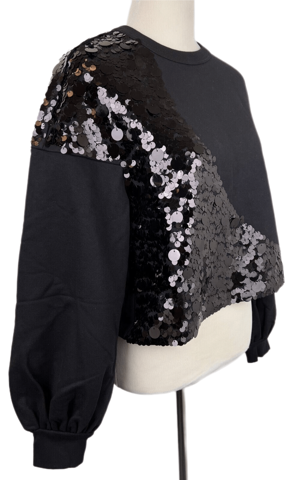 MCM Women's Black Cotton Pull Over Cropped Sequin Sweater S Size S / US 4 / IT 40 - 3 Thumbnail