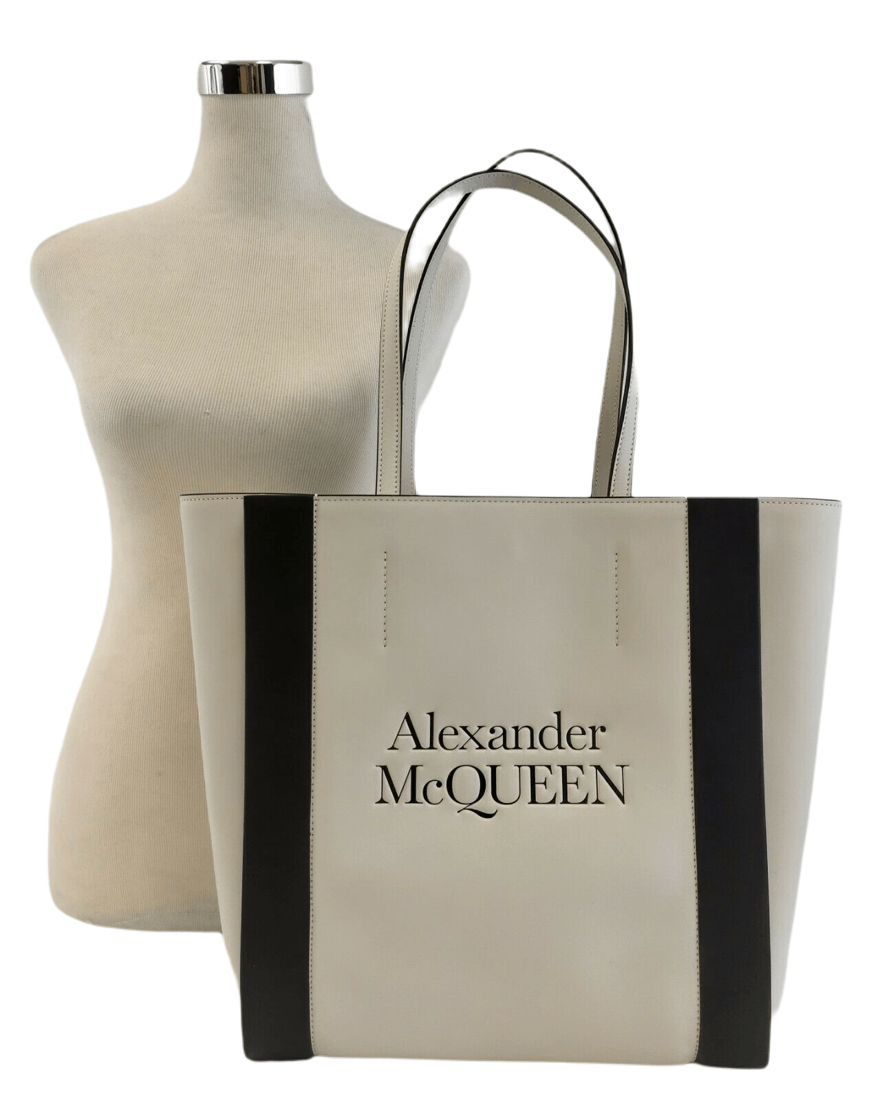 Alexander McQueen Ivory Leather Signature Logo Shopper Tote Size ONE SIZE - 7 Thumbnail