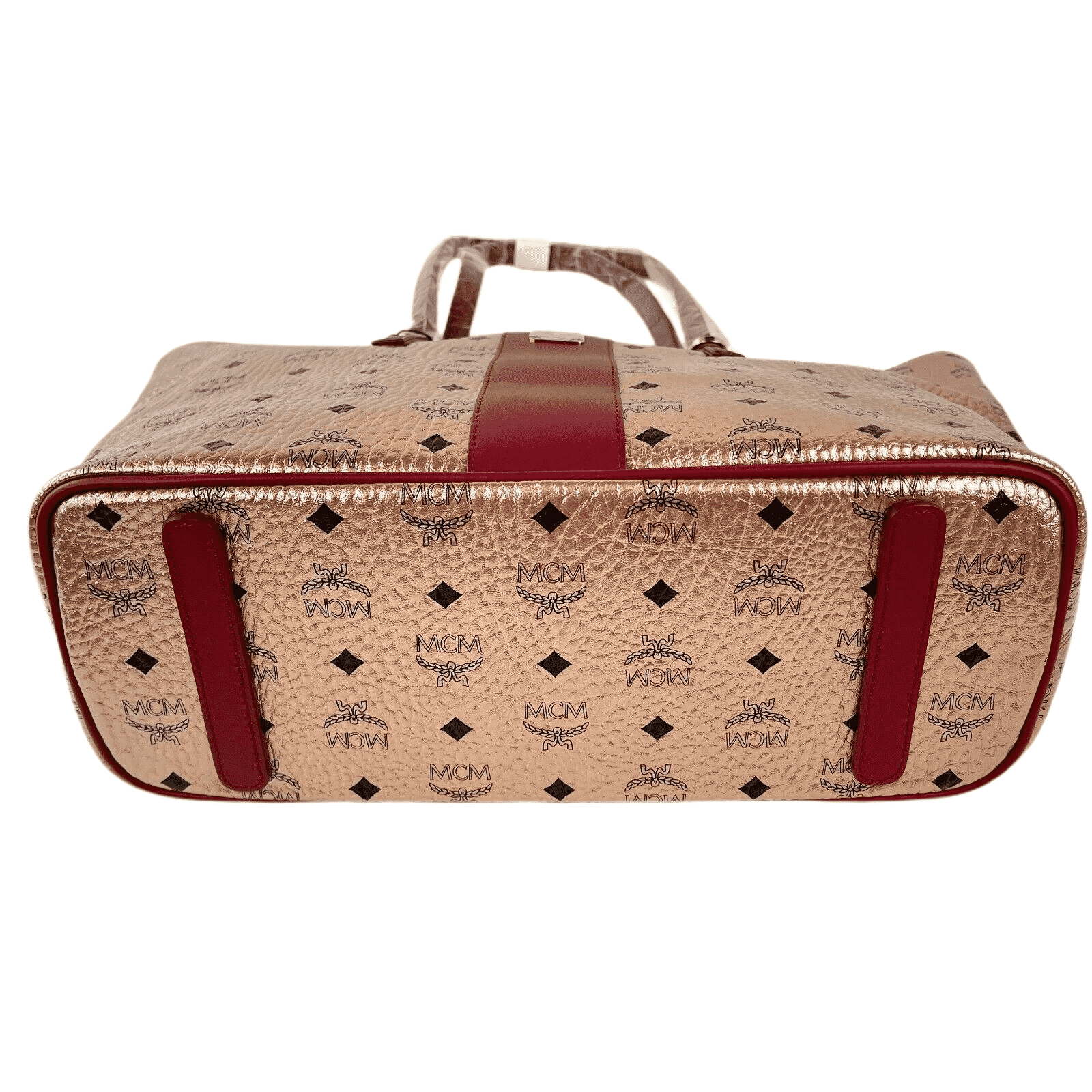 MCM Champagne Gold Monogram Visetos Canvas Medium Tote Bag Size ONE SIZE - 3 Thumbnail