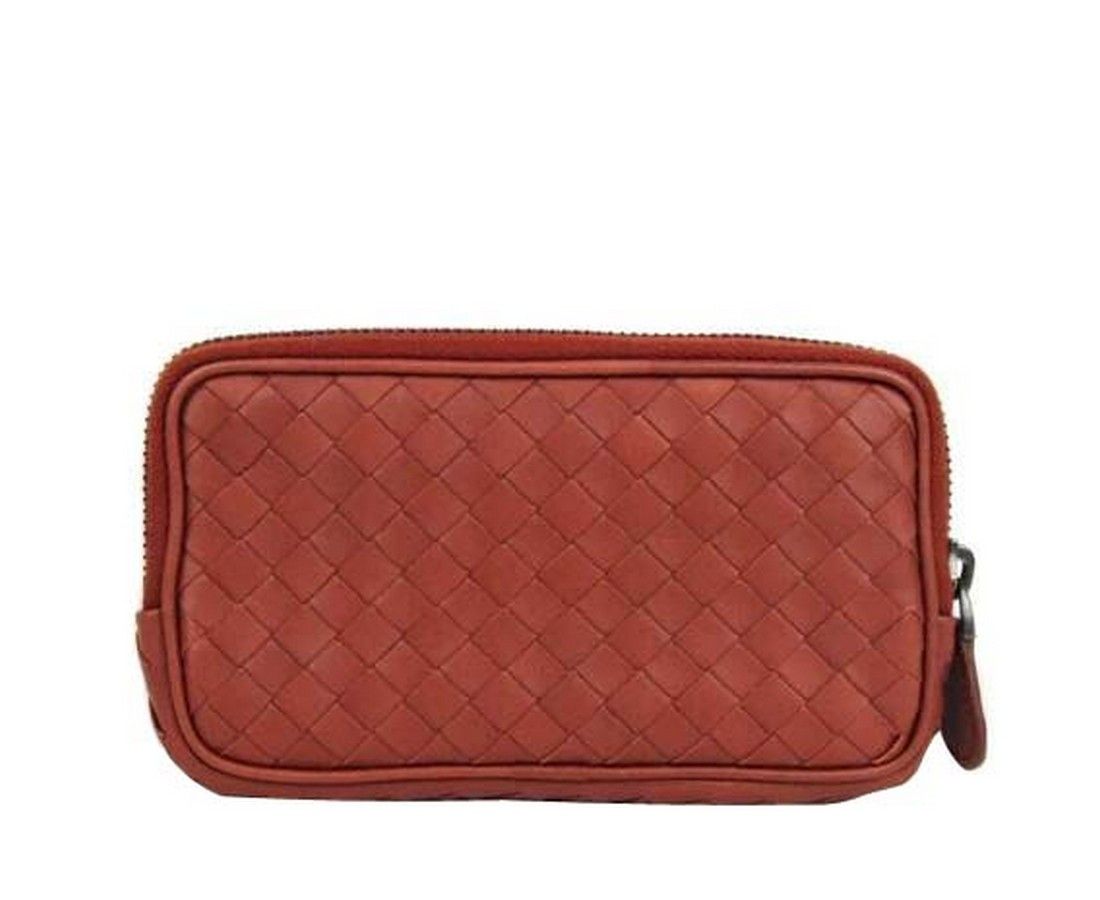 Bottega Veneta Unisex Smartphone Case Rust Red Woven Leather Coin Purse Size ONE SIZE - 2 Thumbnail