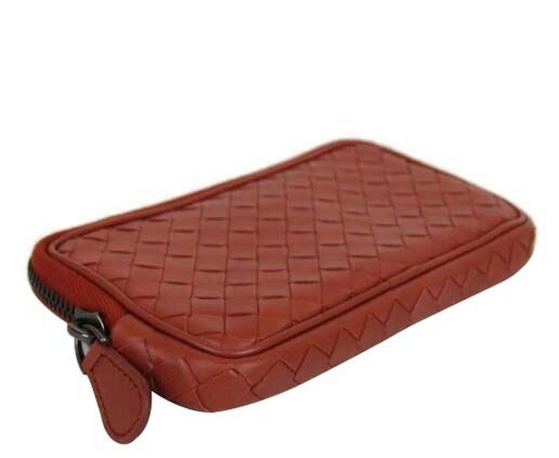 Bottega Veneta Unisex Smartphone Case Rust Red Woven Leather Coin Purse Size ONE SIZE - 3 Thumbnail