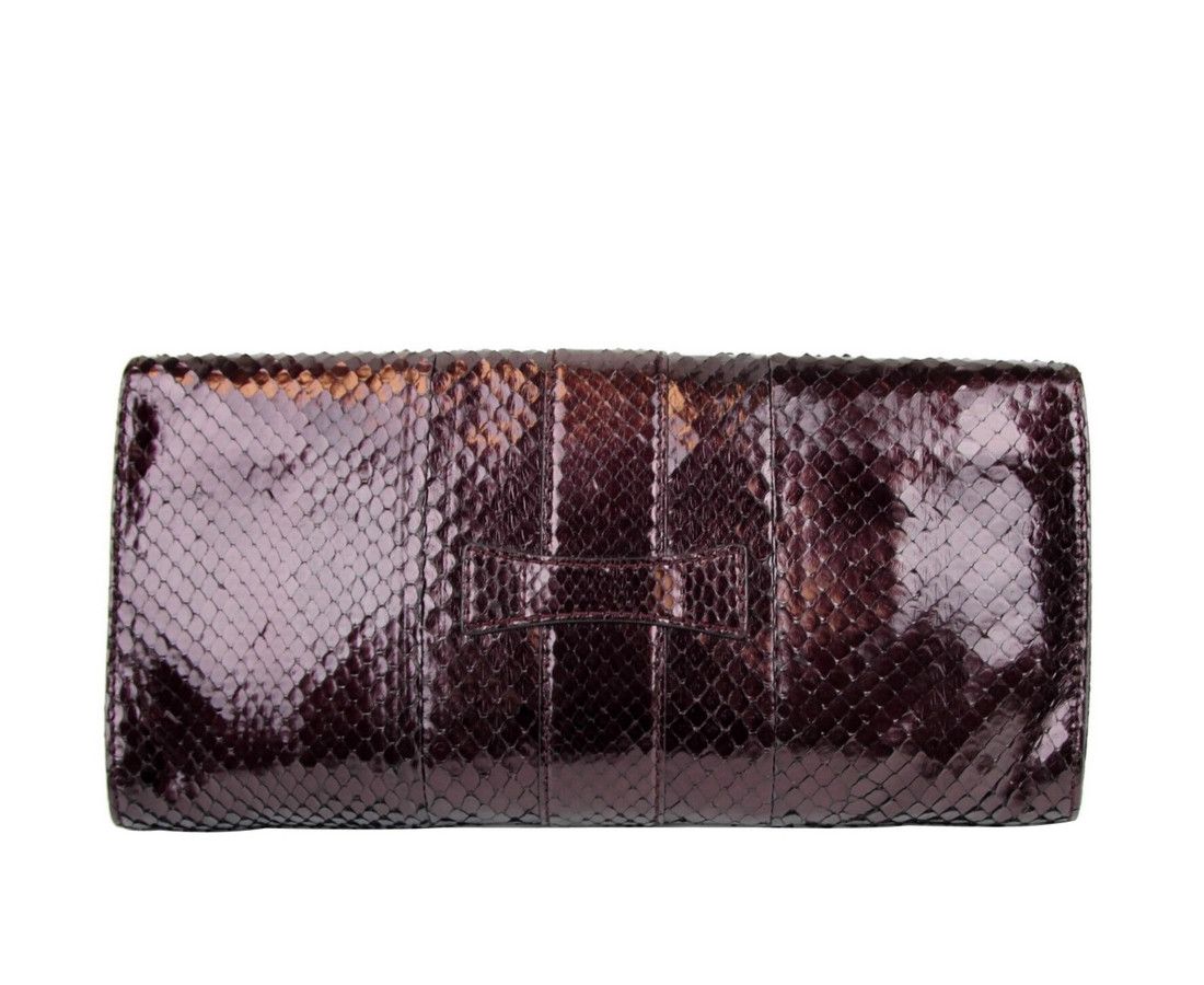 Gucci Women's Plum Python Large Soft Stirrup Clutch Bag Size ONE SIZE - 3 Thumbnail