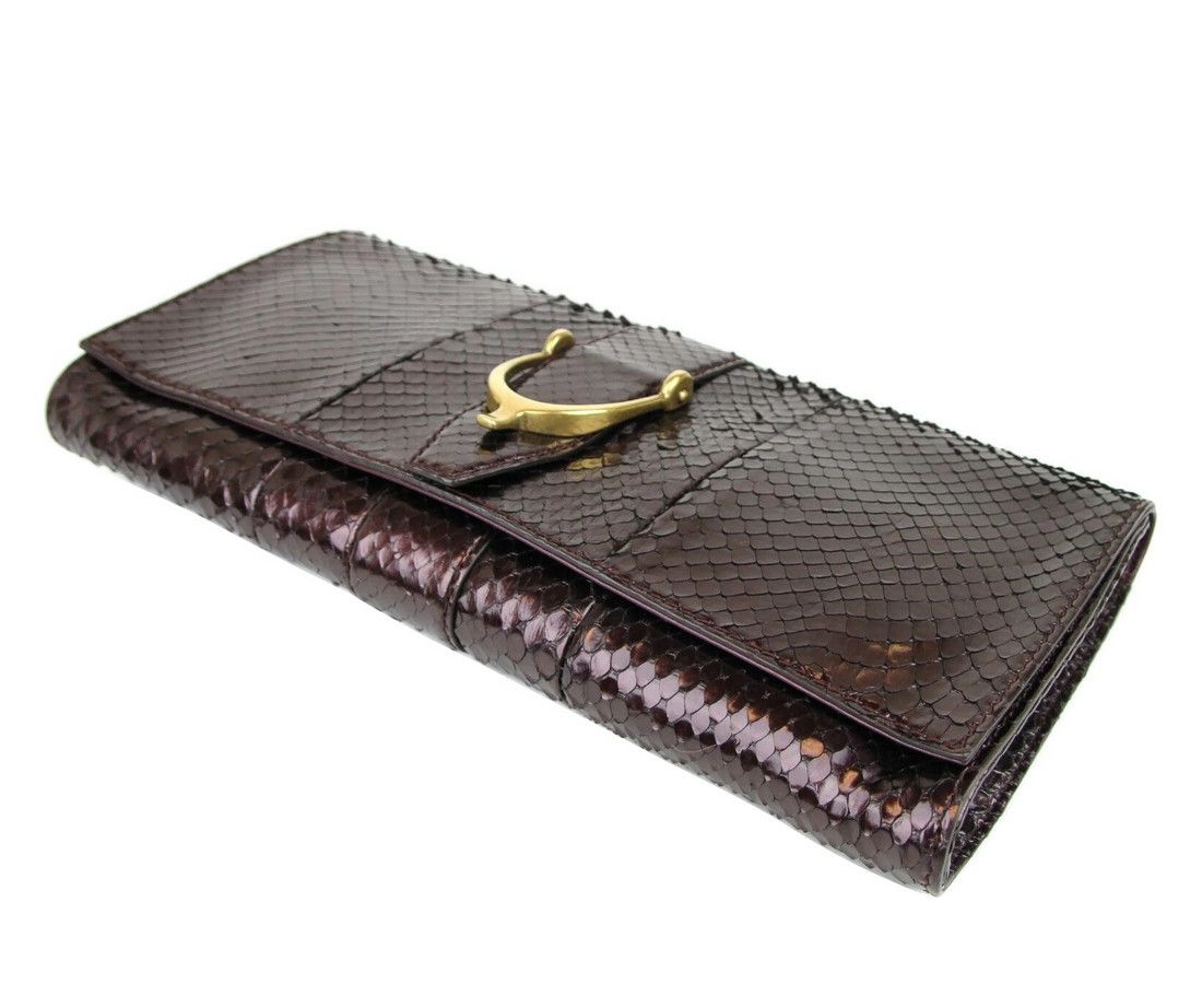Gucci Women's Plum Python Large Soft Stirrup Clutch Bag Size ONE SIZE - 5 Thumbnail
