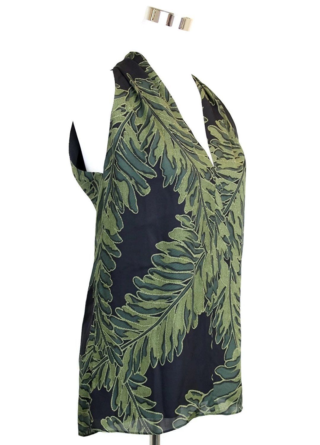 Gucci Women's Green Silk Leaf Printed Halter Top (Size 38) Size XS / US 0-2 / IT 36-38 - 2 Thumbnail