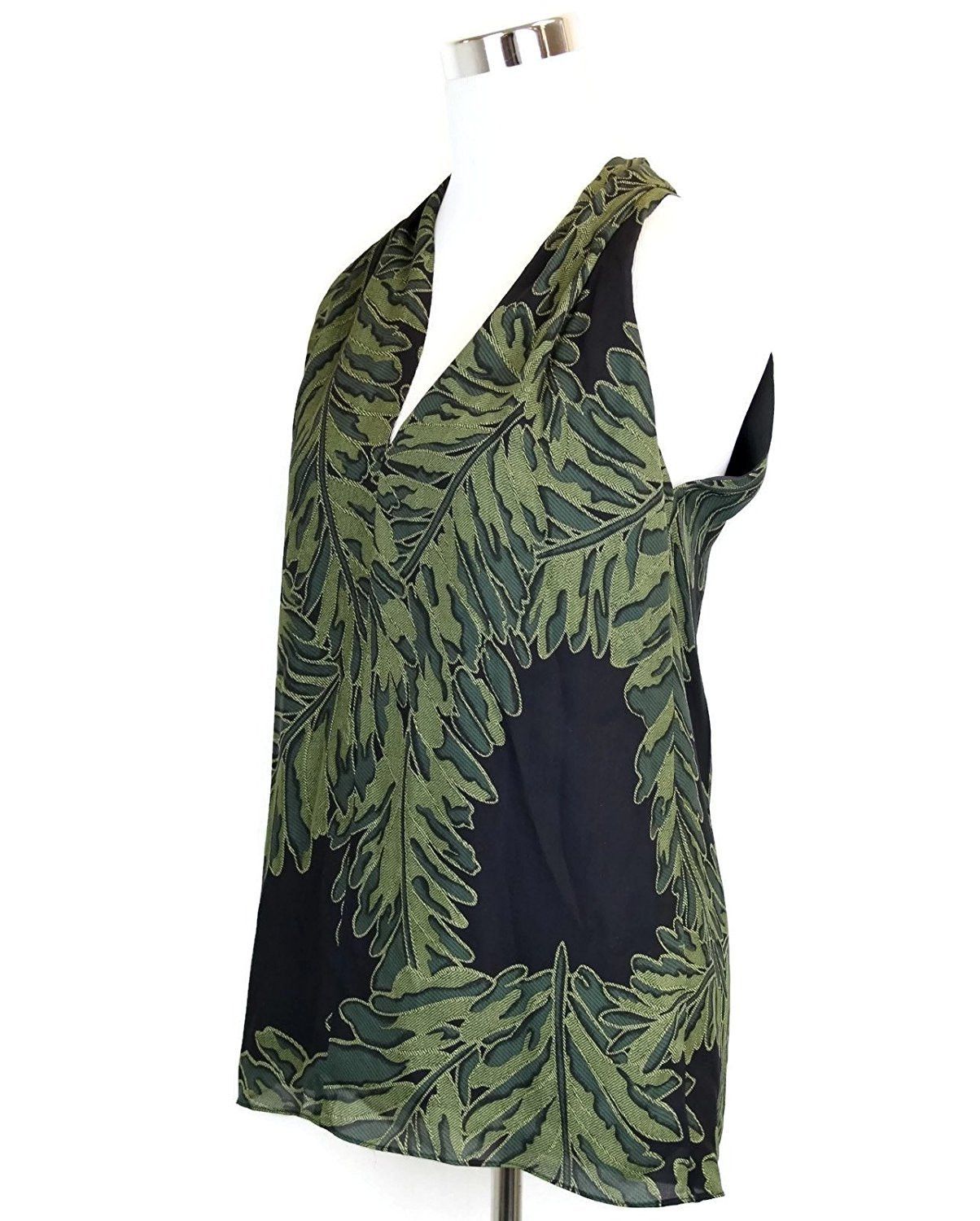 Gucci Women's Green Silk Leaf Printed Halter Top (Size 38) Size XS / US 0-2 / IT 36-38 - 3 Thumbnail
