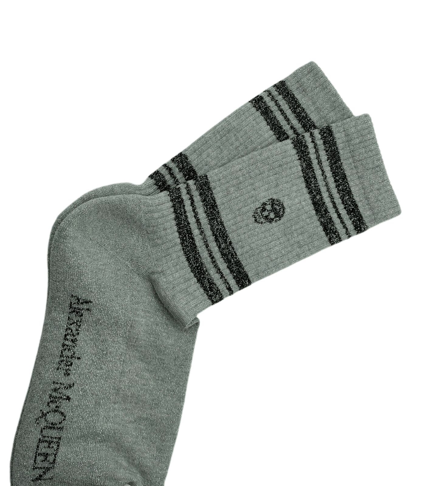 Alexander McQueen Women's Light Grey Metallic Mid-Calf Socks M Size ONE SIZE - 3 Thumbnail