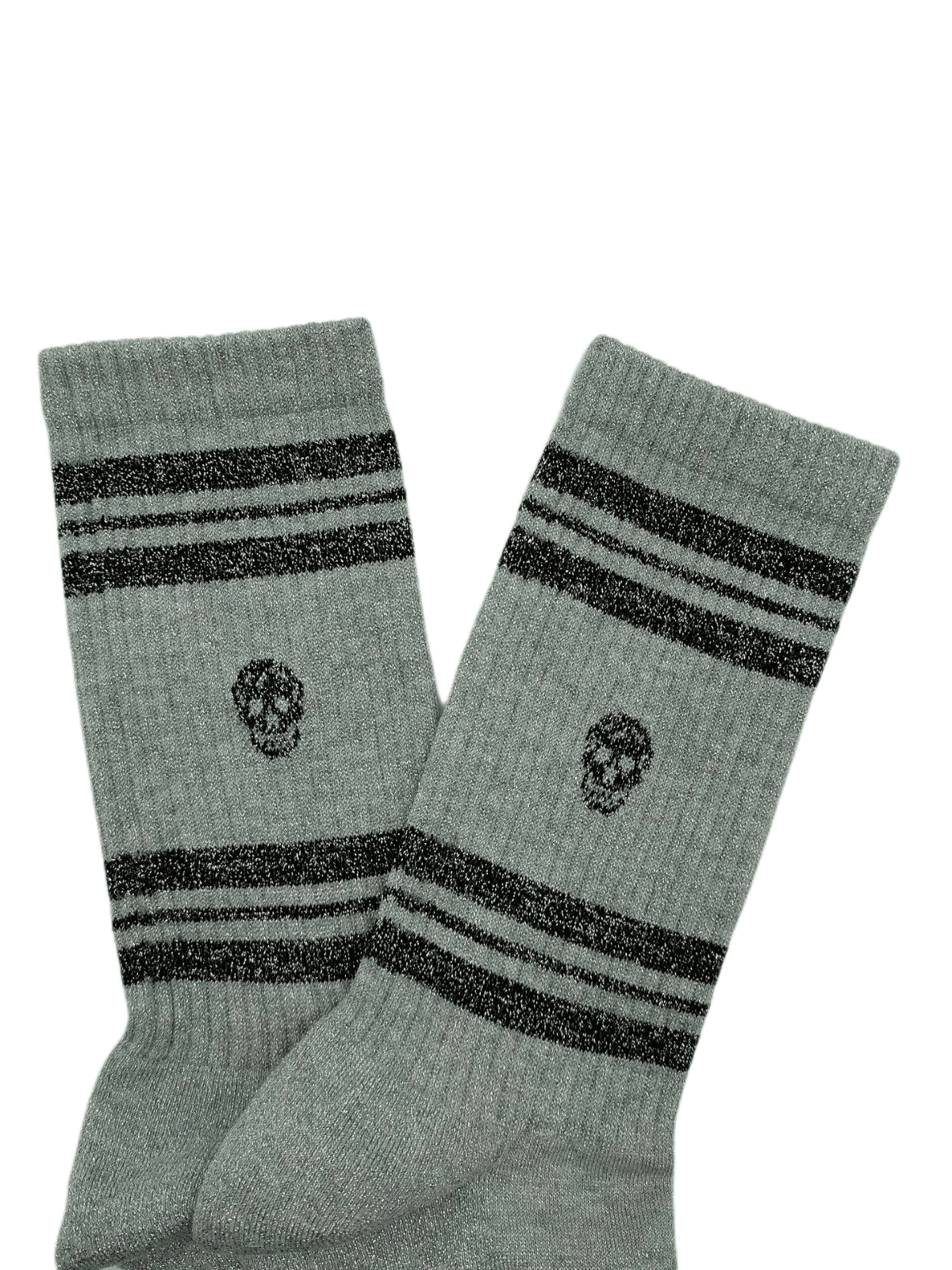 Alexander McQueen Women's Light Grey Metallic Mid-Calf Socks M Size ONE SIZE - 2 Thumbnail