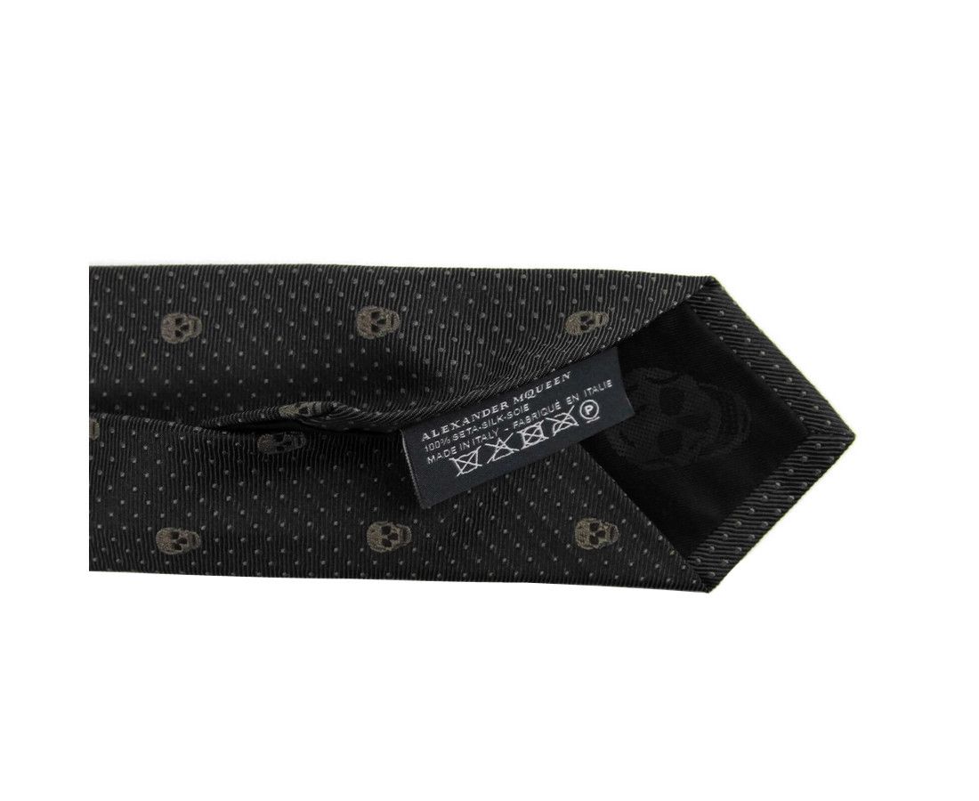 Alexander McQueen Men's Brown Skull Polka Dot Silk Tie (5 Cm) Size ONE SIZE - 7 Thumbnail