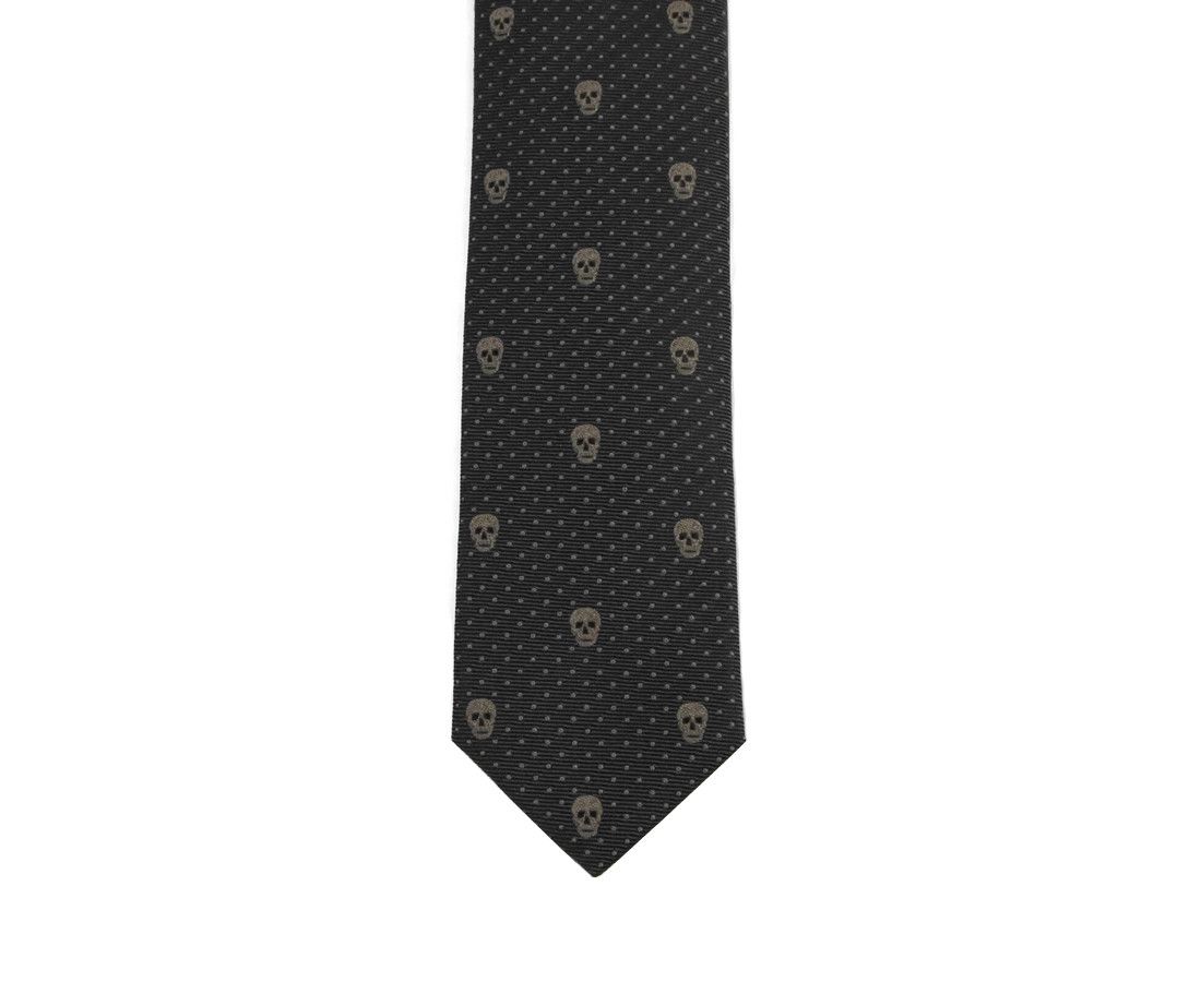 Alexander McQueen Men's Brown Skull Polka Dot Silk Tie (5 Cm) Size ONE SIZE - 3 Thumbnail