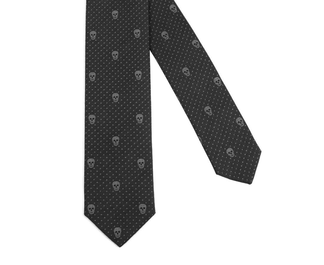 Alexander McQueen Men's Brown Skull Polka Dot Silk Tie (5 Cm) Size ONE SIZE - 4 Thumbnail