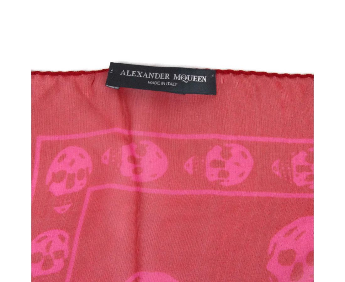 Alexander McQueen Women's Pink / Red Silk Chiffon Skull Print Scarf Size ONE SIZE - 5 Thumbnail