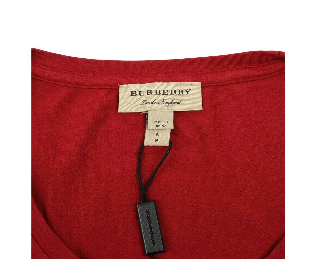 Burberry Women's Deep Red Cotton Half Sleeve Shirt (Small) Size S / US 4 / IT 40 - 5 Thumbnail