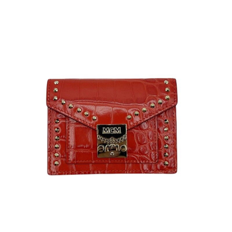 MCM women's Red Crocodile Embossed Leather Mini Flap Coin Size ONE SIZE - 2 Thumbnail