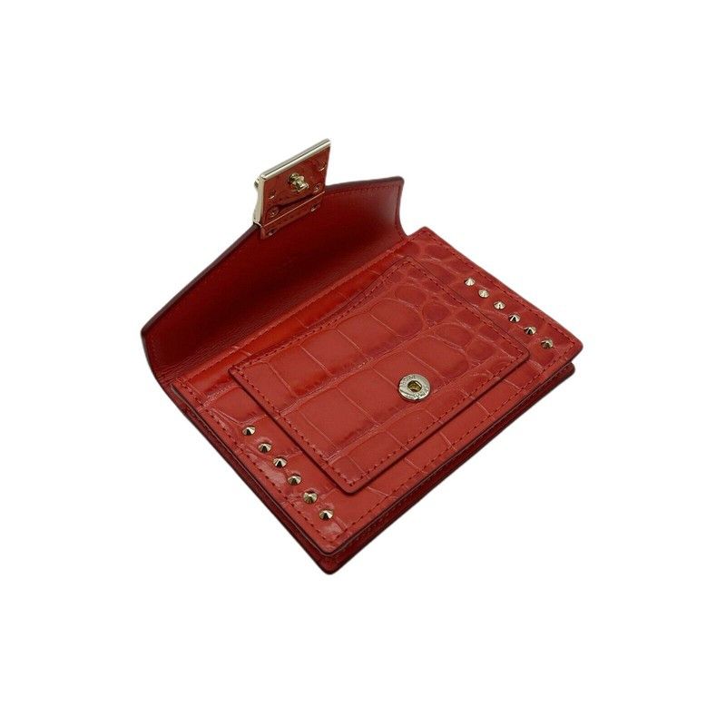 MCM women's Red Crocodile Embossed Leather Mini Flap Coin Size ONE SIZE - 5 Thumbnail