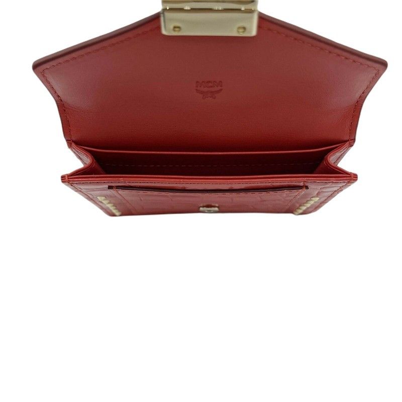 MCM women's Red Crocodile Embossed Leather Mini Flap Coin Size ONE SIZE - 6 Thumbnail