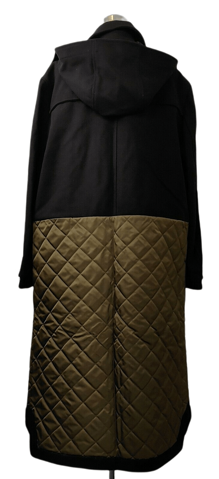 MCM Women's Black Wool/ Olive Green Quilted Nylon Long Coat Size ONE SIZE - 4 Thumbnail