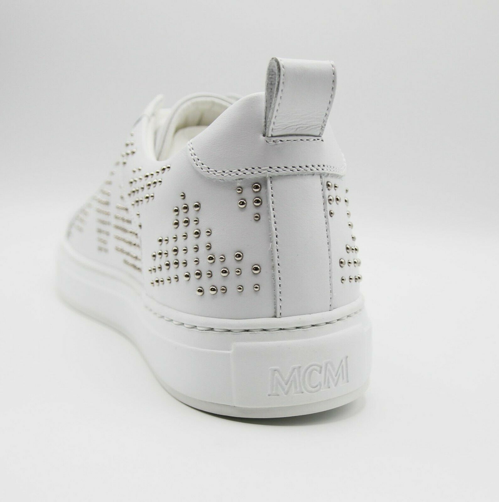 MCM Women's White Leather Silver Studded Sneaker (37 / US 7) Size US 7 / IT 37 - 5 Thumbnail