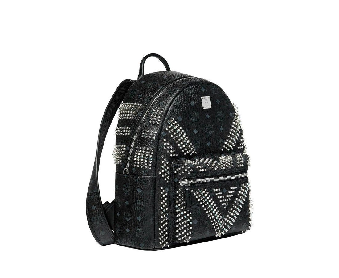 MCM Men's Black Crystal Studs Graded M Visetos Stark Backpack Size ONE SIZE - 2 Thumbnail
