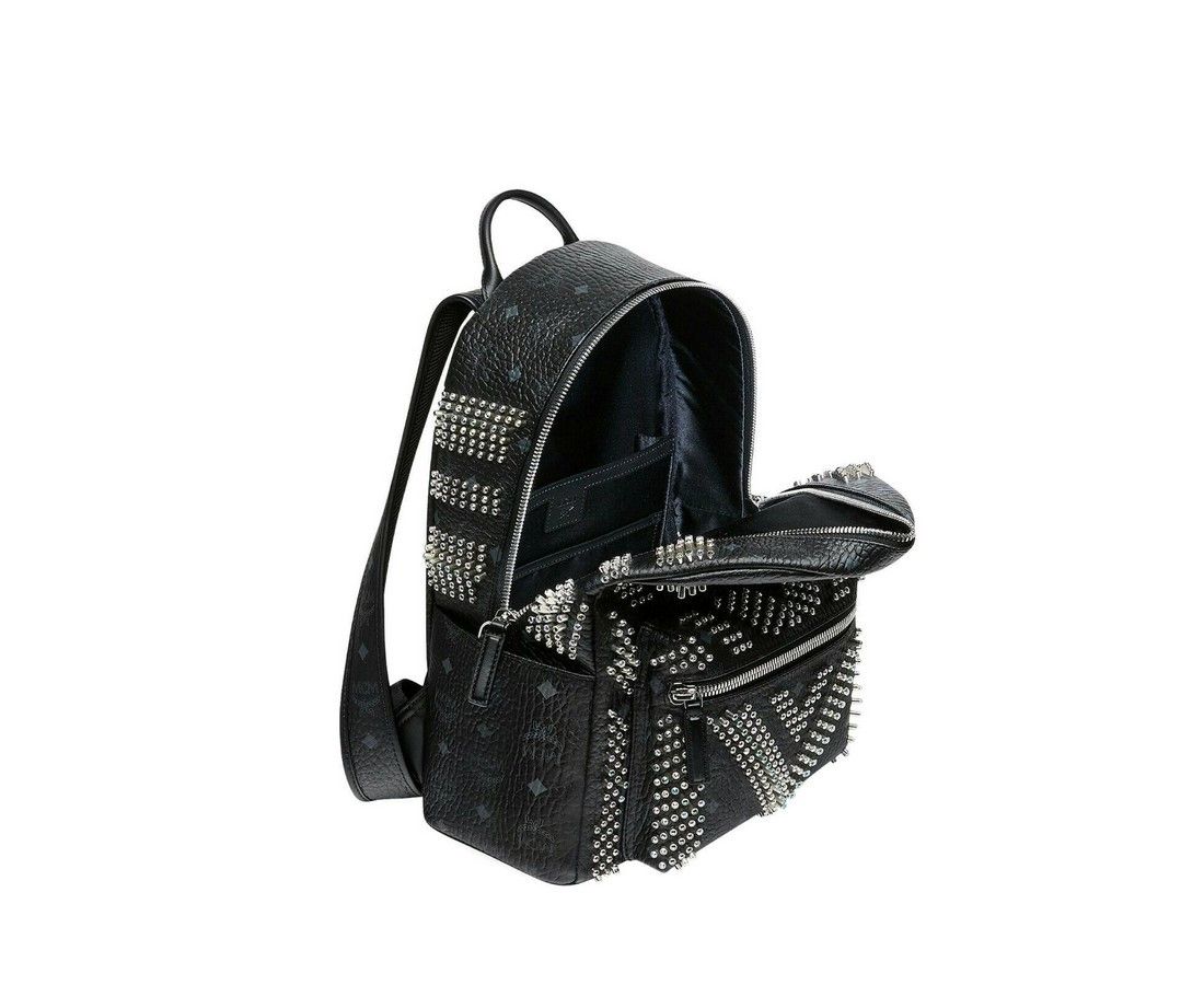 MCM Men's Black Crystal Studs Graded M Visetos Stark Backpack Size ONE SIZE - 5 Thumbnail