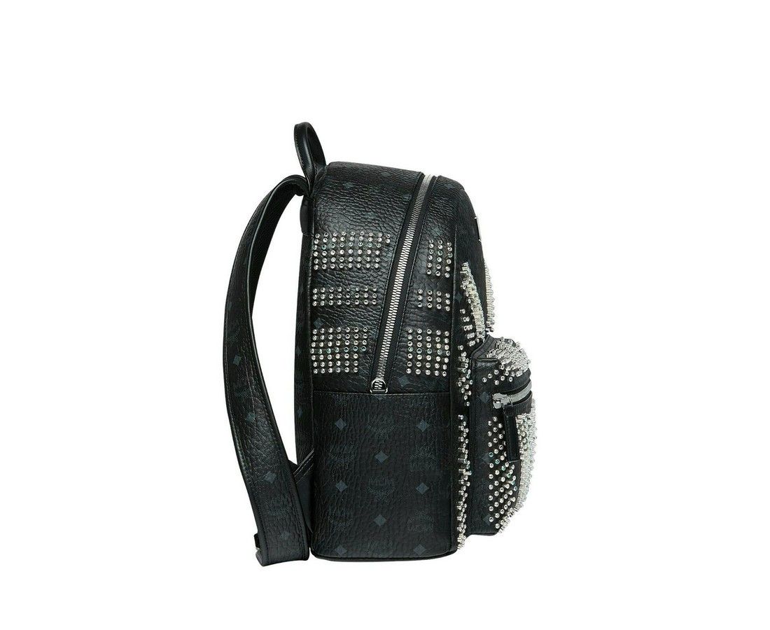 MCM Men's Black Crystal Studs Graded M Visetos Stark Backpack Size ONE SIZE - 3 Thumbnail
