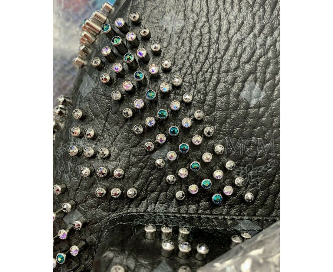 MCM Men's Black Crystal Studs Graded M Visetos Stark Backpack Size ONE SIZE - 6 Thumbnail