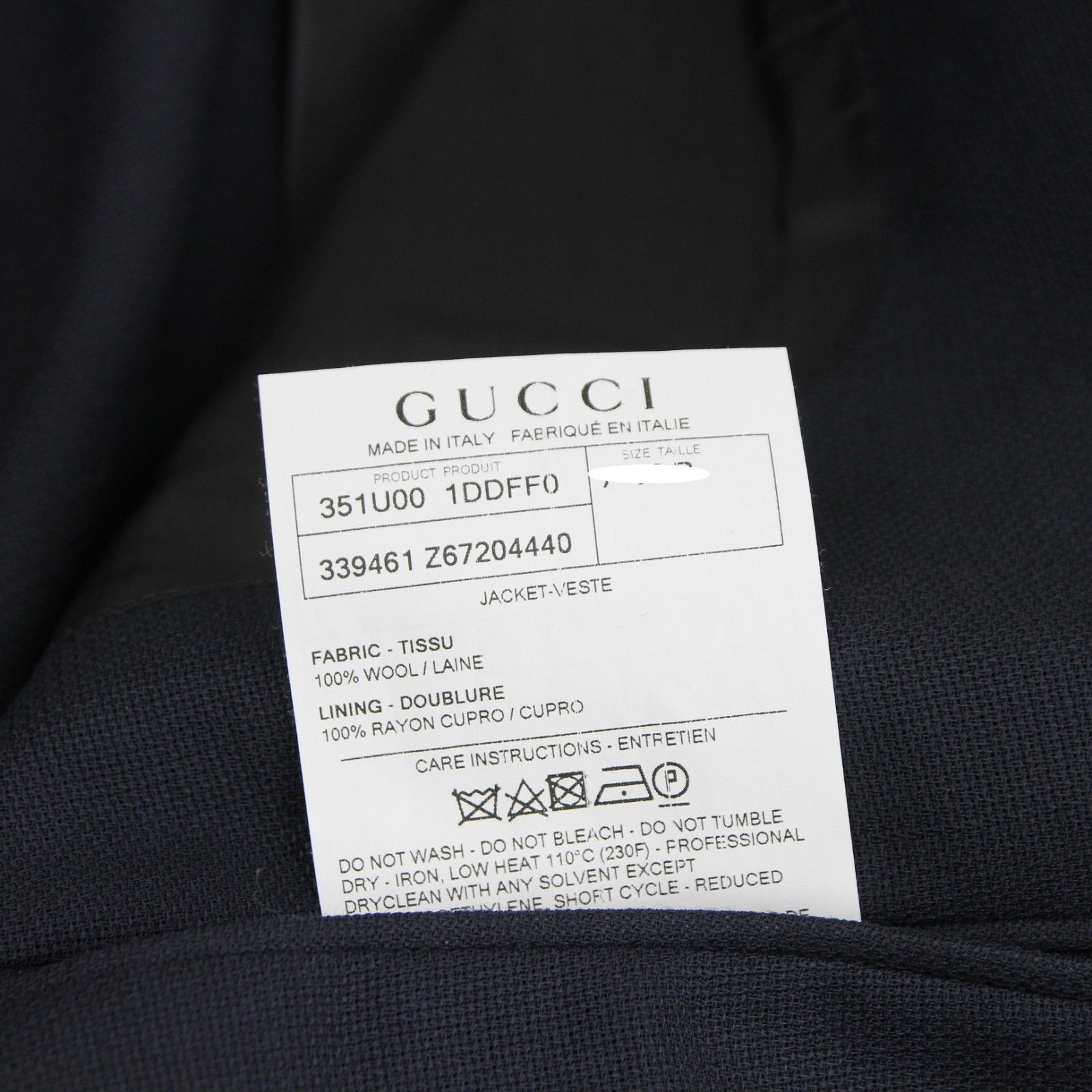 Gucci Men's Panama Blue Wool Gauze Formal 2 Buttons Jacket (G 54 Size US L / EU 52-54 / 3 - 9 Thumbnail