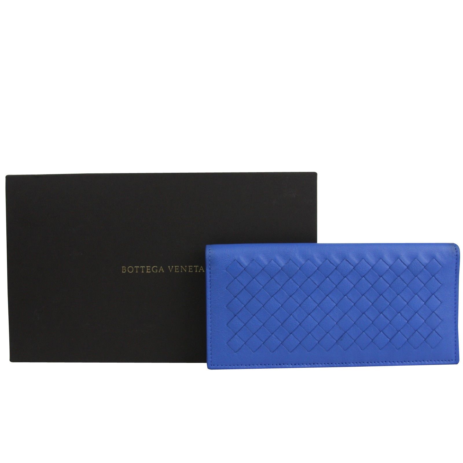 Bottega Veneta Men's Intercciaco Blue Leather Woven Long Bifold Wallet Size ONE SIZE - 2 Thumbnail