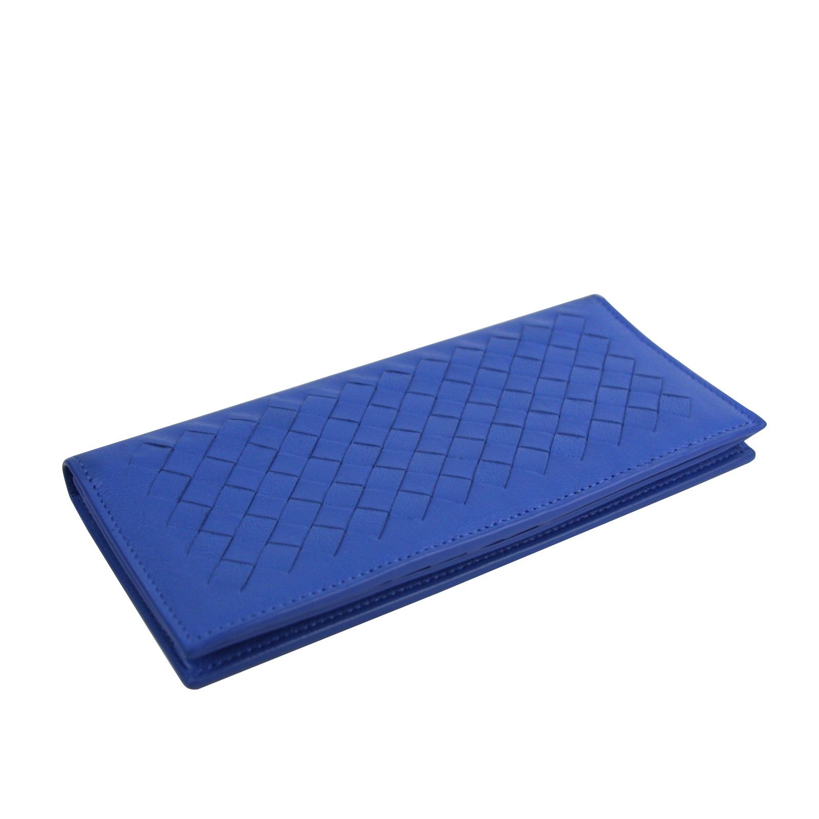 Bottega Veneta Men's Intercciaco Blue Leather Woven Long Bifold Wallet Size ONE SIZE - 7 Thumbnail