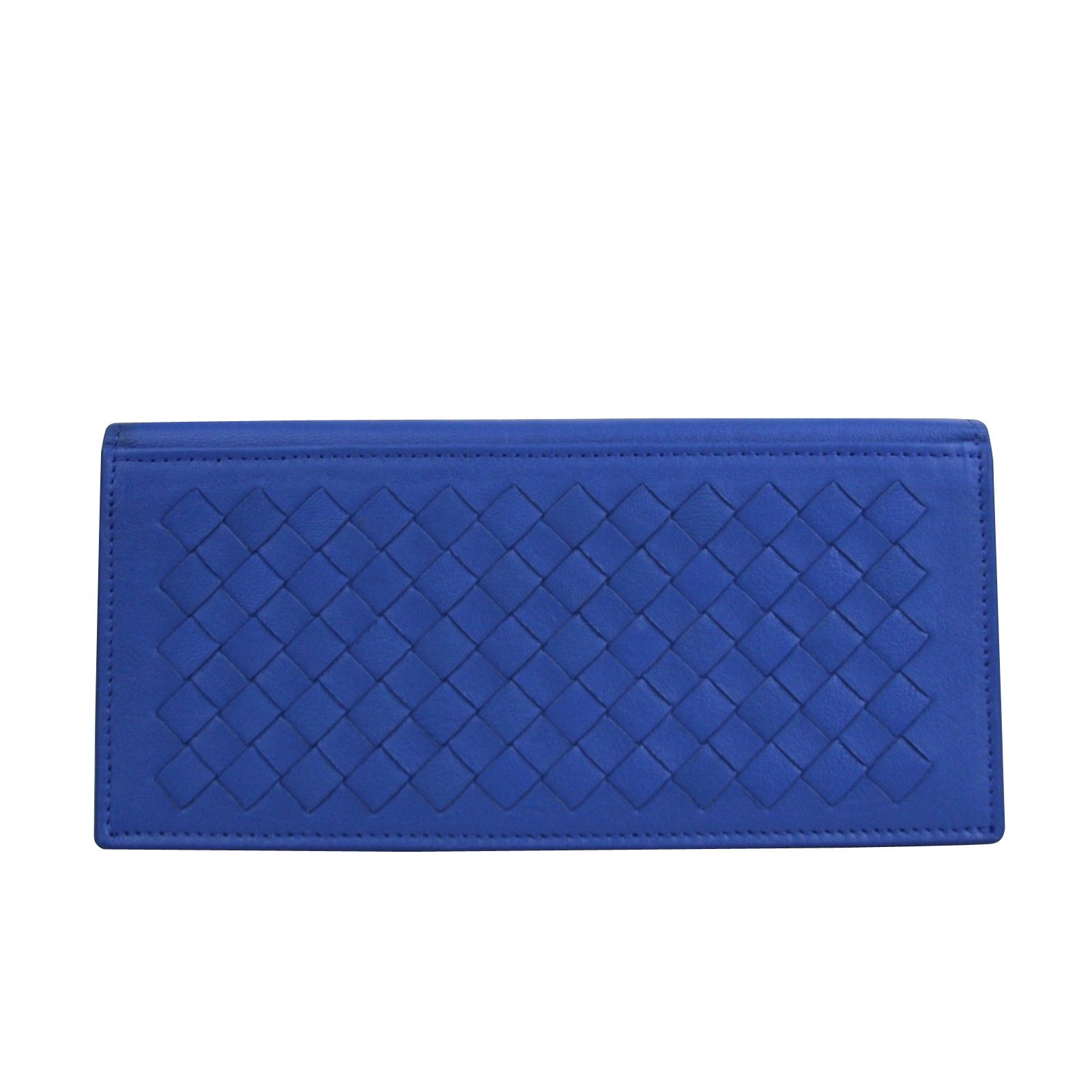 Bottega Veneta Men's Intercciaco Blue Leather Woven Long Bifold Wallet Size ONE SIZE - 5 Thumbnail