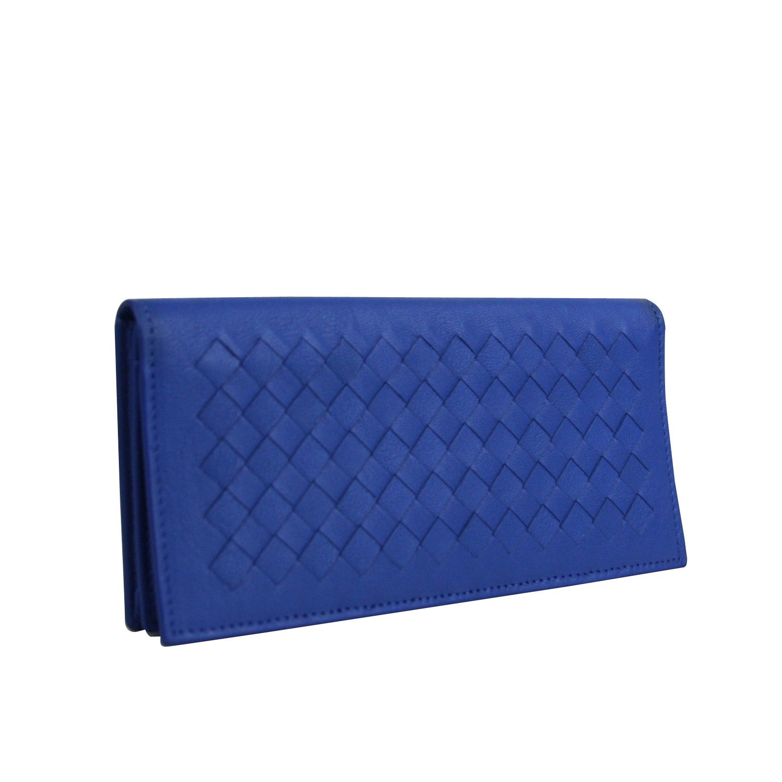 Bottega Veneta Men's Intercciaco Blue Leather Woven Long Bifold Wallet Size ONE SIZE - 3 Thumbnail