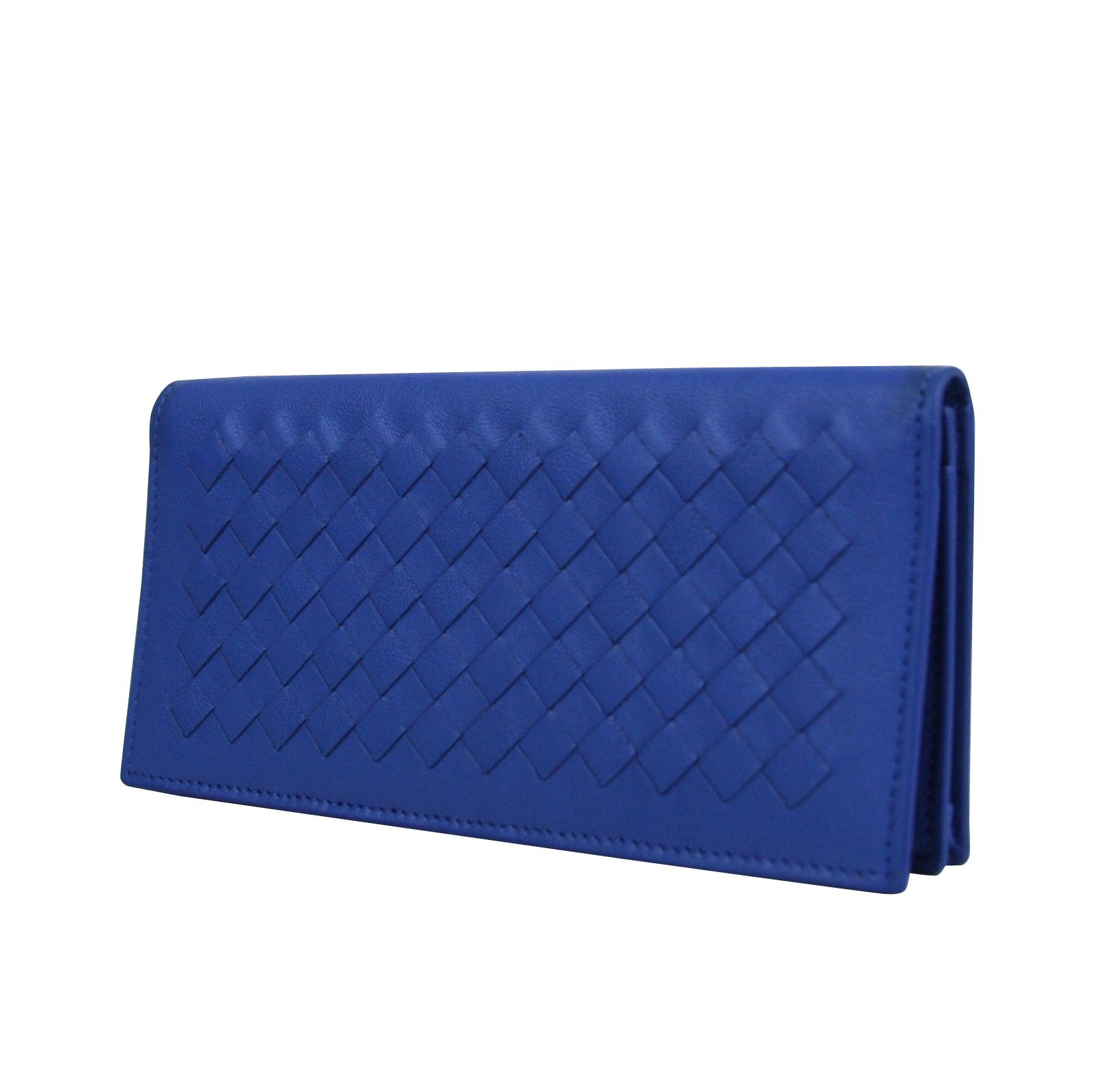 Bottega Veneta Men's Intercciaco Blue Leather Woven Long Bifold Wallet Size ONE SIZE - 4 Thumbnail
