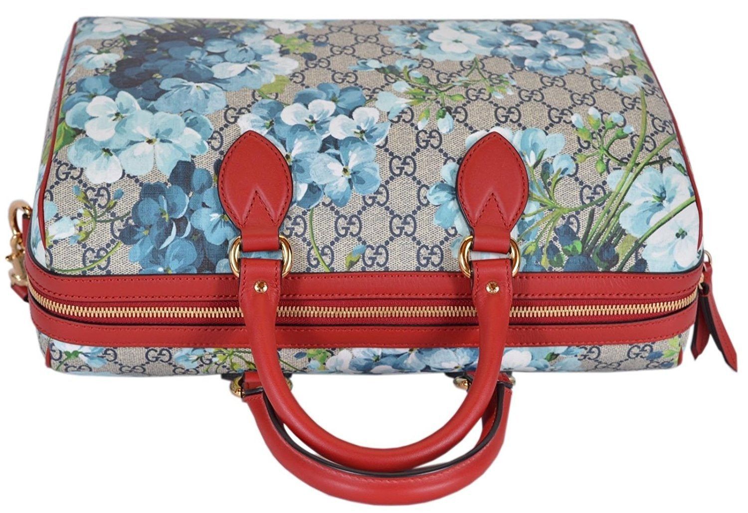 Gucci Blue GG Blooms Coated Canvas Medium Boston Top Handle Bag Size ONE SIZE - 4 Thumbnail