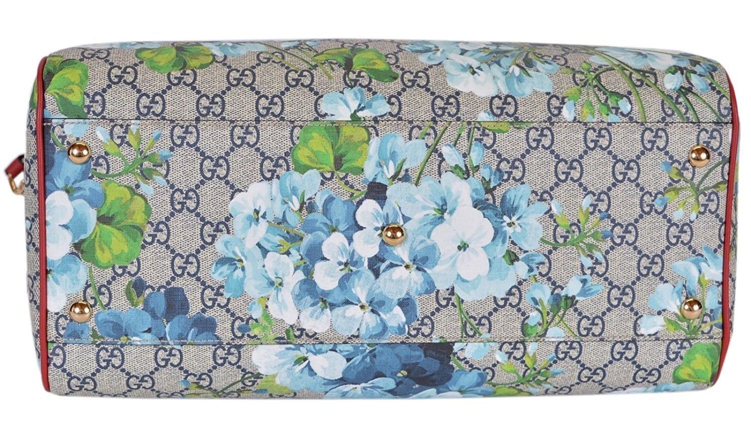 Gucci Blue GG Blooms Coated Canvas Medium Boston Top Handle Bag Size ONE SIZE - 6 Thumbnail