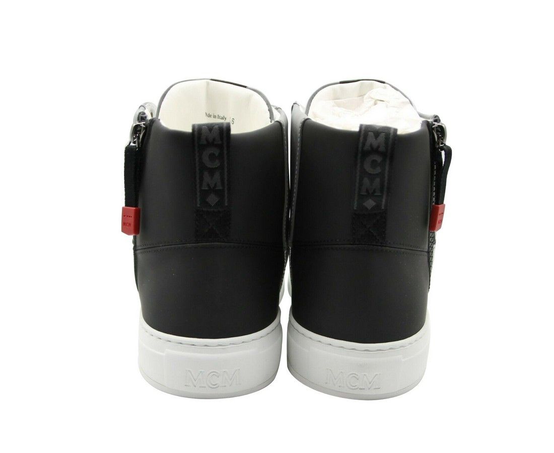MCM Men's Silver / Black Reflective Leather Logo Hi Top Sneaker Size US 9 / EU 42 - 5 Thumbnail