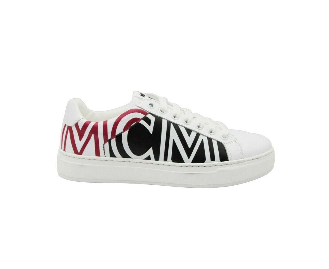 MCM Women's White / Black Leather Logo Low Top Sneaker (36 EU / Size US 6 / IT 36 - 2 Thumbnail