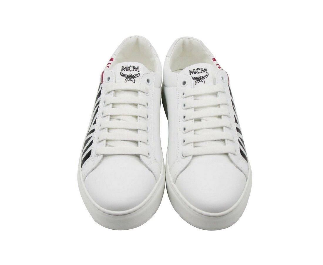MCM Women's White / Black Leather Logo Low Top Sneaker (36 EU / Size US 6 / IT 36 - 4 Thumbnail