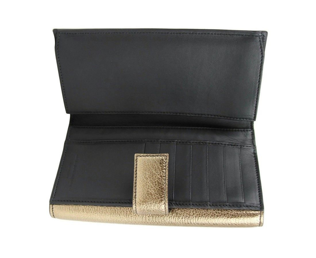 Alexander McQueen Women's Gold Metallic Leather Flap With Skull Wallet Size ONE SIZE - 3 Thumbnail