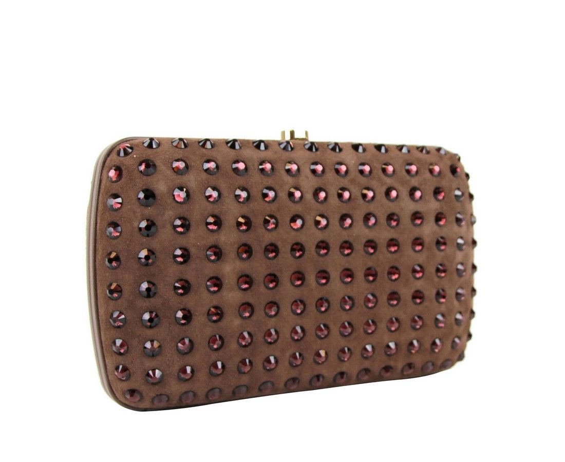 Gucci Women's Brown Suede Broadway Crystal Evening Clutch Bag Size ONE SIZE - 2 Thumbnail