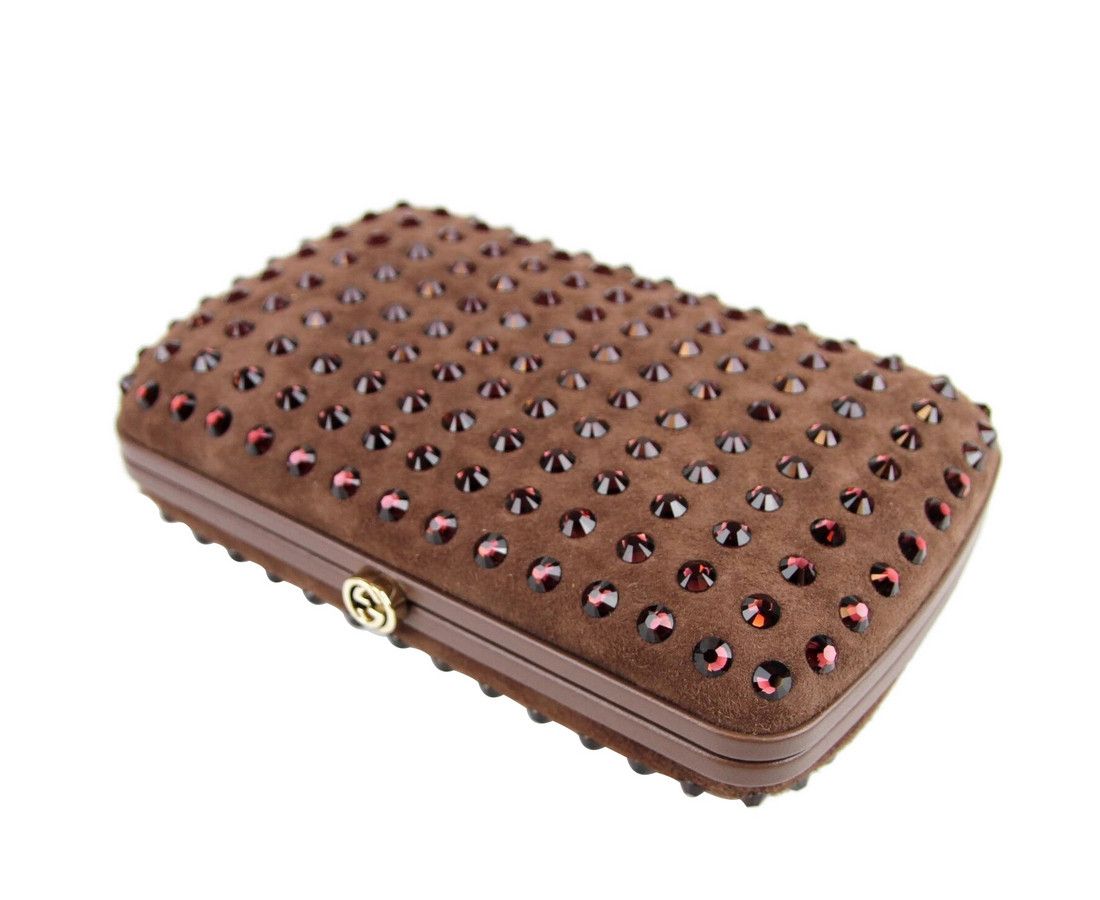 Gucci Women's Brown Suede Broadway Crystal Evening Clutch Bag Size ONE SIZE - 5 Thumbnail