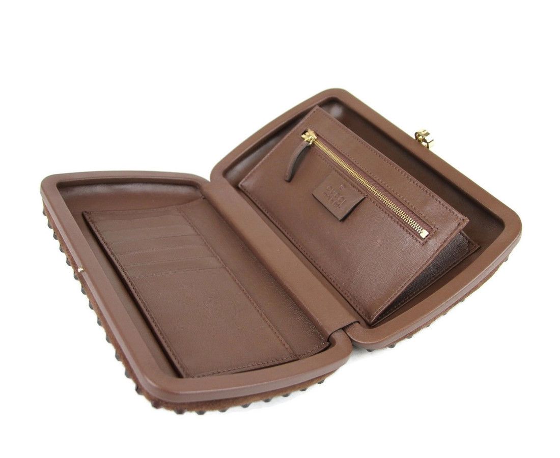 Gucci Women's Brown Suede Broadway Crystal Evening Clutch Bag Size ONE SIZE - 6 Thumbnail