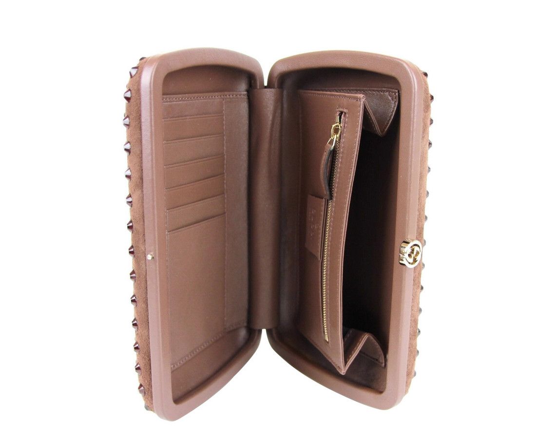 Gucci Women's Brown Suede Broadway Crystal Evening Clutch Bag Size ONE SIZE - 7 Thumbnail