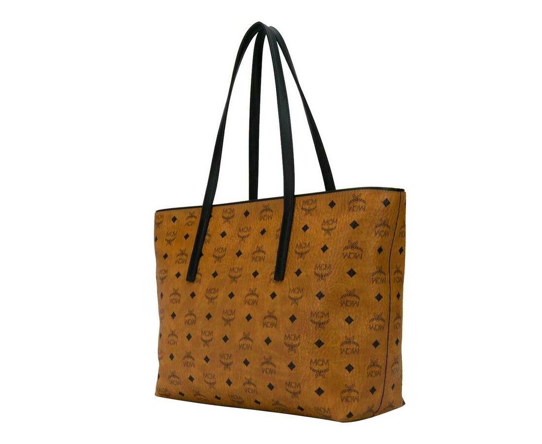 MCM Women's Cognac Brown Monogram Visetos Medium Shopper Tote Size ONE SIZE - 2 Thumbnail