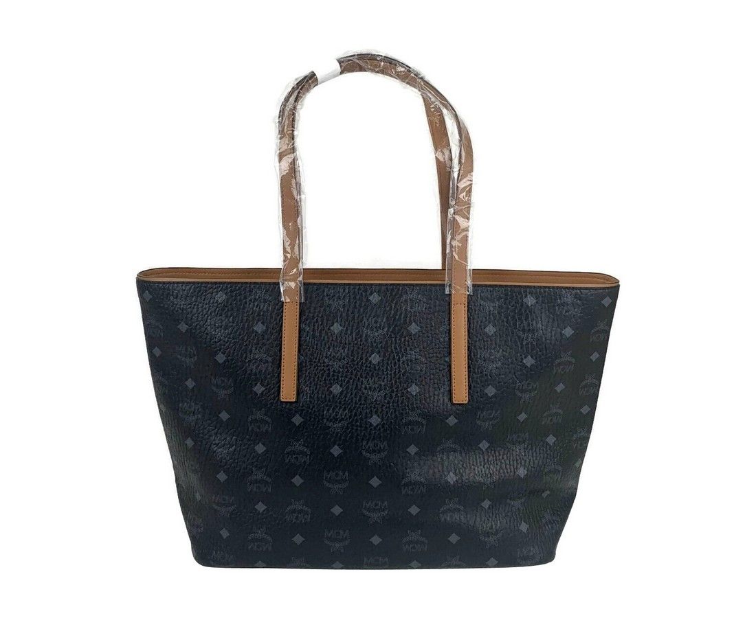 MCM Women's Black Monogram Visetos Medium Shopper Tote Bag Size ONE SIZE - 4 Thumbnail