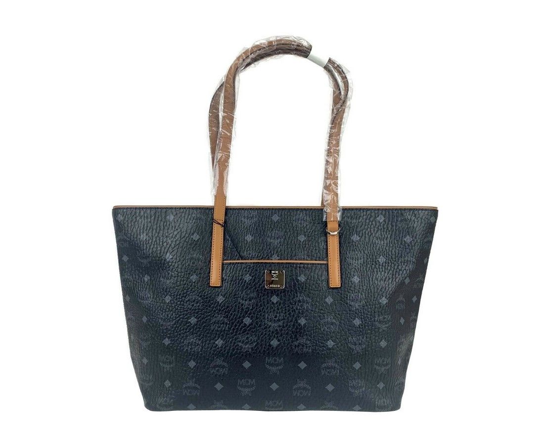 MCM Women's Black Monogram Visetos Medium Shopper Tote Bag Size ONE SIZE - 2 Thumbnail
