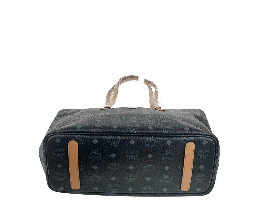 MCM Women's Black Monogram Visetos Medium Shopper Tote Bag Size ONE SIZE - 3 Thumbnail