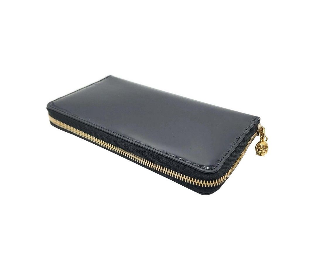 Alexander McQueen Women's Dark Navy Patent Leather Zip Around Wallet Size ONE SIZE - 2 Thumbnail